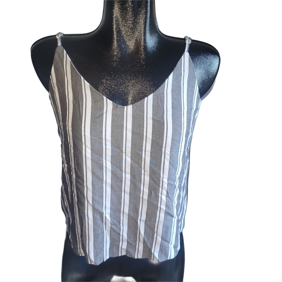 Eliane Rose Tops - Eliane Rose Grey and White Striped Cami Top M